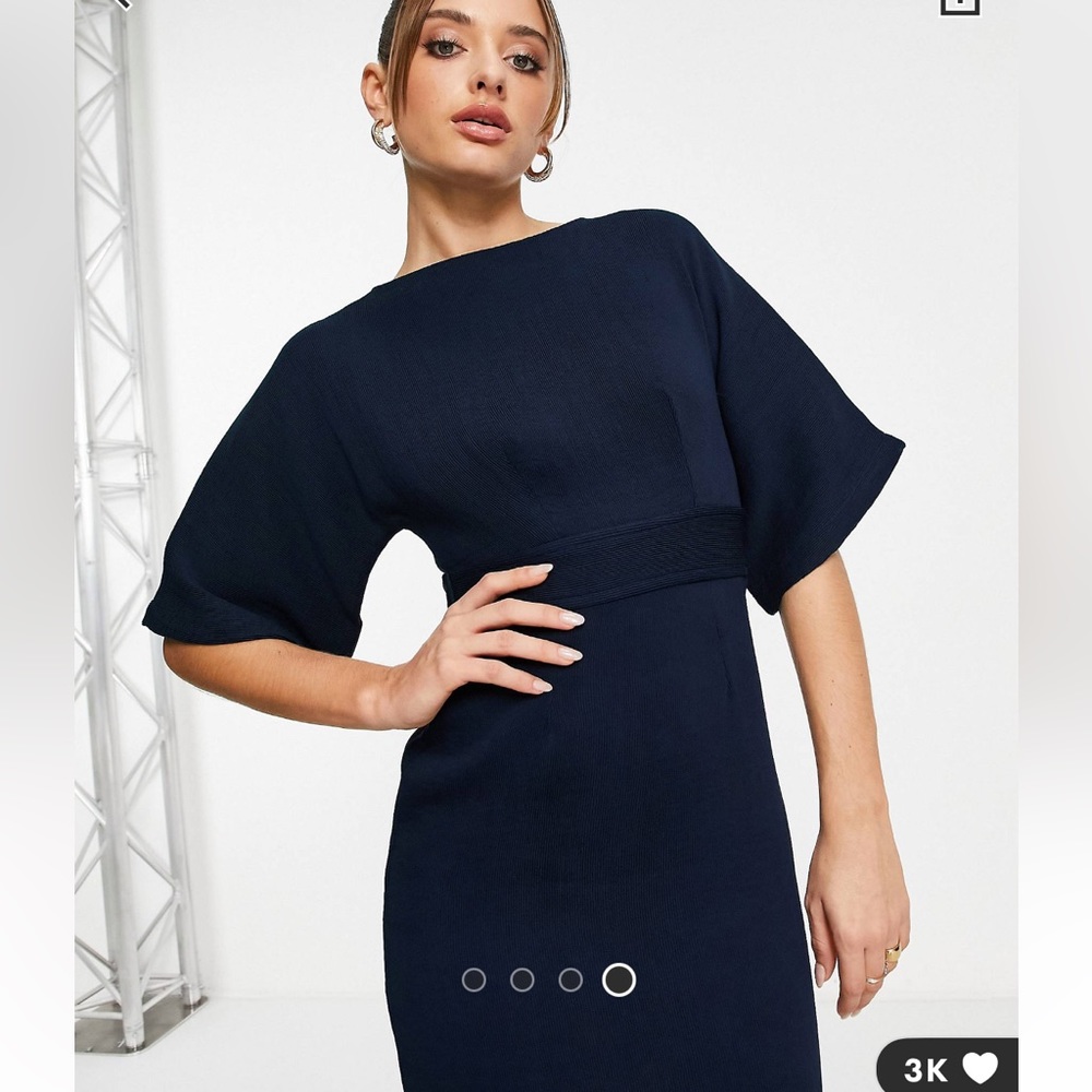 Closet London Ribbed Pencil Dress with Tie Belt